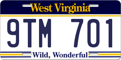 WV license plate 9TM701
