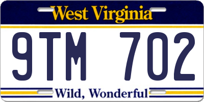 WV license plate 9TM702