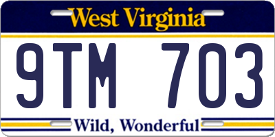 WV license plate 9TM703