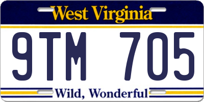 WV license plate 9TM705