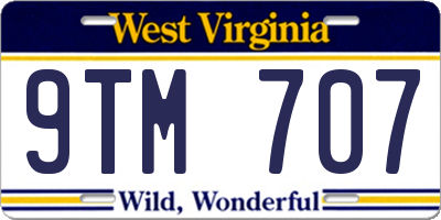 WV license plate 9TM707