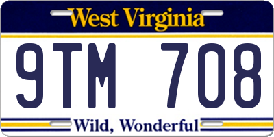 WV license plate 9TM708