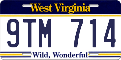 WV license plate 9TM714