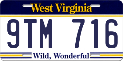 WV license plate 9TM716