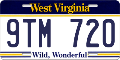 WV license plate 9TM720