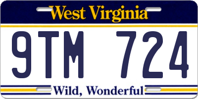 WV license plate 9TM724