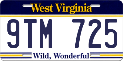 WV license plate 9TM725