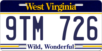 WV license plate 9TM726