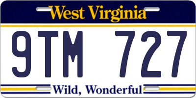 WV license plate 9TM727