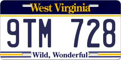 WV license plate 9TM728