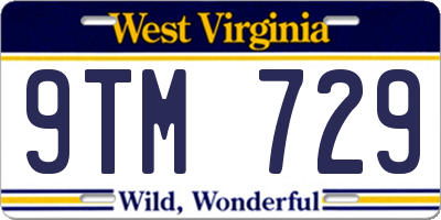 WV license plate 9TM729