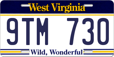 WV license plate 9TM730
