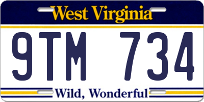 WV license plate 9TM734