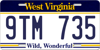 WV license plate 9TM735
