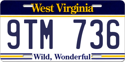WV license plate 9TM736