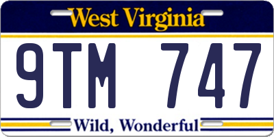 WV license plate 9TM747