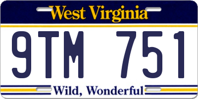 WV license plate 9TM751