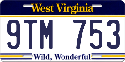WV license plate 9TM753