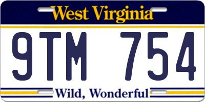 WV license plate 9TM754