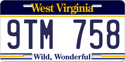 WV license plate 9TM758