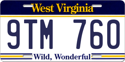 WV license plate 9TM760
