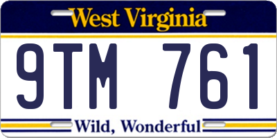 WV license plate 9TM761