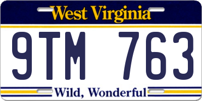 WV license plate 9TM763