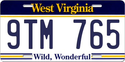 WV license plate 9TM765