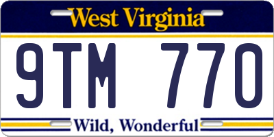 WV license plate 9TM770
