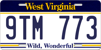 WV license plate 9TM773