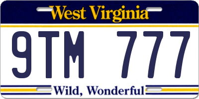WV license plate 9TM777