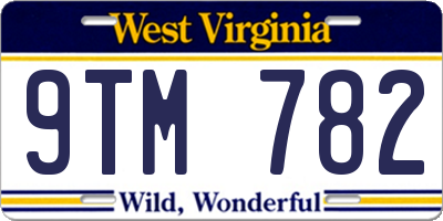 WV license plate 9TM782