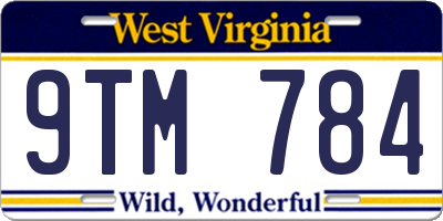 WV license plate 9TM784