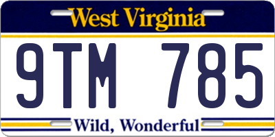 WV license plate 9TM785