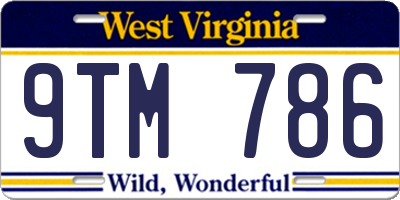 WV license plate 9TM786