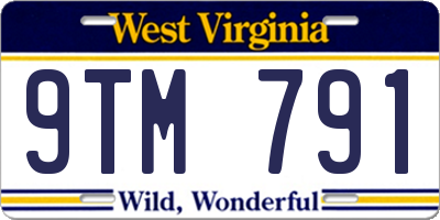 WV license plate 9TM791