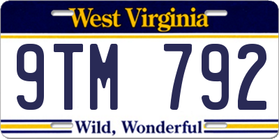 WV license plate 9TM792