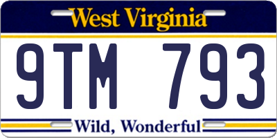 WV license plate 9TM793