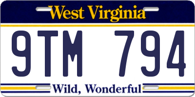 WV license plate 9TM794