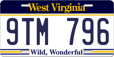 WV license plate 9TM796