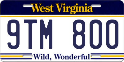 WV license plate 9TM800