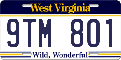 WV license plate 9TM801
