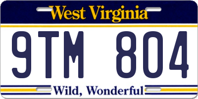 WV license plate 9TM804