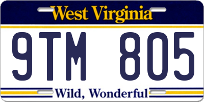 WV license plate 9TM805