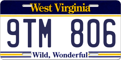 WV license plate 9TM806
