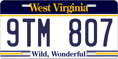 WV license plate 9TM807