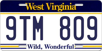 WV license plate 9TM809