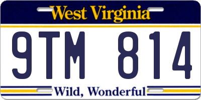 WV license plate 9TM814