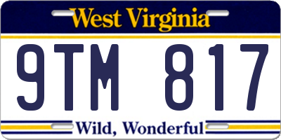 WV license plate 9TM817
