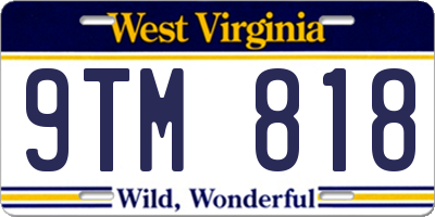 WV license plate 9TM818